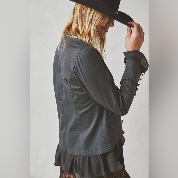 Free People Romantic Ruffles Jacket-Black - Picture 8 of 16